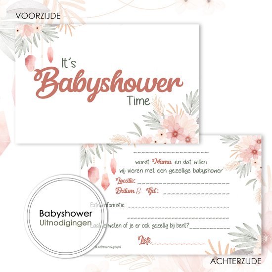 Foto: Bs015 8stuks babyshower uitnodigingen 8 stuks babyshower invite babyshower babyshower invulkaarten invulkaarten met envelop kaarten met enveloppen boho chic kaarten kaart met envelop uitnodiging met envelop