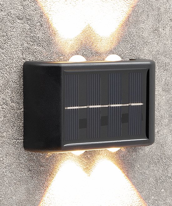 Fabono-tuinverlichting op zonne energie-solar tuinverlichting-Tuinverlichting-Solar wandlamp buiten-buitenverlichting zonne energie-2 LED lichten-Warm wit licht-2 stuks