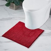 Tapis de Badmat tapis de toilette antidérapant avec évidement, combinable comme ensemble de tapis de bain, tapis de salle de bain, tapis de bain, lavable en chenille, pour toilettes sur pied, rouge, 45 x 45 cm