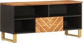 vidaXL - Tv-meubel - 100x33,5x46 - cm - massief - mangohout - bruin - en - zwart