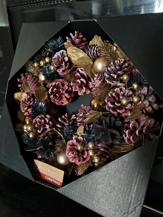 Hogewoning | Kerst Krans | Wreath Pinecone Gold Berry | 30cm