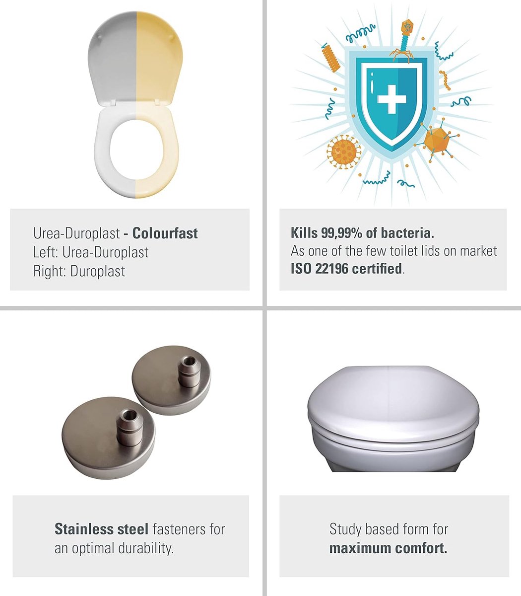 Abattant de WC en forme de D • Duroplast • antibactérien (ISO