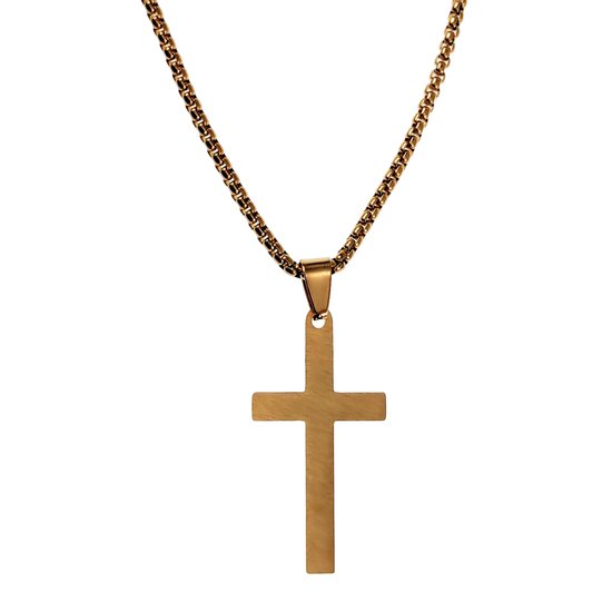Heren ketting met hanger kruis - zilver - 6095500011087