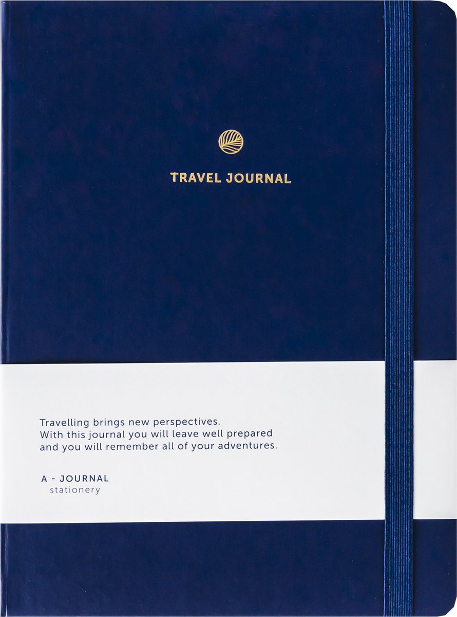 A-Journal My Travel Journal - blauw - elastiek - insteekenvelop - A-Journal