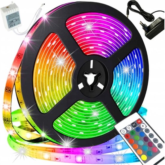 Foto: Led strip 5m rgb strip lights 5050 led meerdere kleuren met ir afstandsbediening 12v flexibele led lights voor party verjaardag kerst indoor diy decoratie home decor accessoires led strip 5m