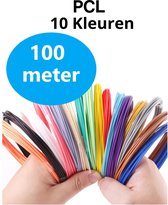 YEMCreative® PCL Filament 3D pen -PCL NaVulling Starterspakket - 100 meter - 1.75 mm - 10 kleuren - Lage Temperatuur