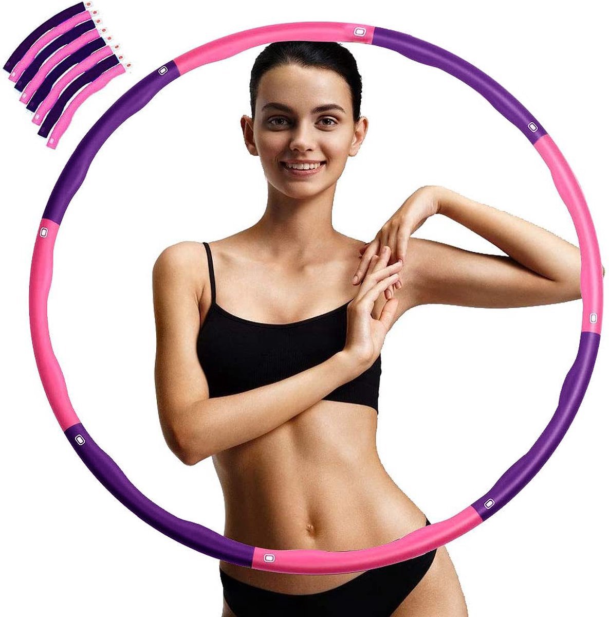 Hoelahoep - Fitness - verstelbaar - hula hoop fitness - paars/roze - cadeau - Merkloos