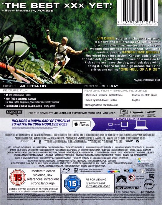 Xxx Return Of Xander Cage (Bluray), Kris Wu Dvd's bol