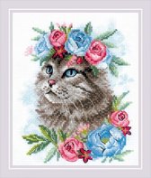 Cat in Flowers Aida Riolis Borduurpakket 2088