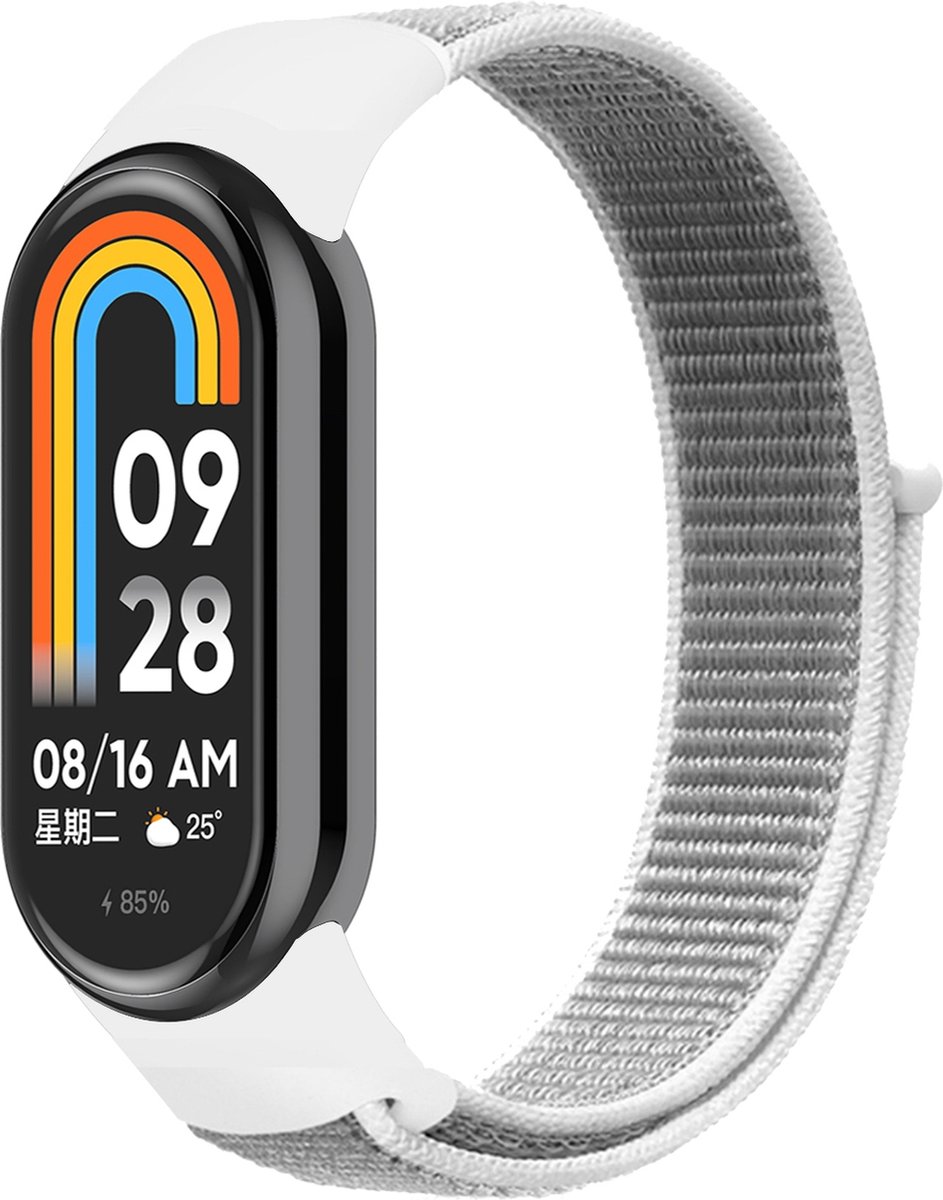 By Qubix - Sport loop nylon bandje - Wit - Geschikt voor Xiaomi Smart Band 8 / 9 / 10