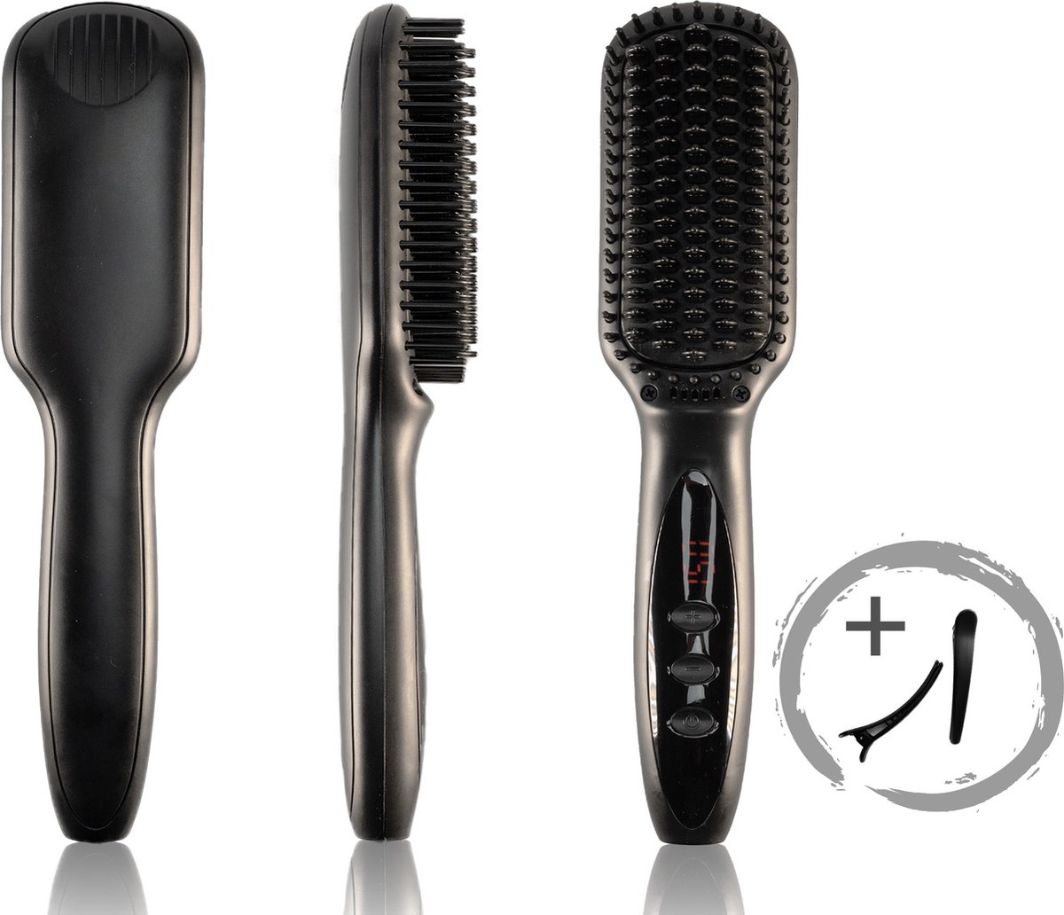 Bol.com Warmteborstel - 12 warmtestanden - Stijl Haar - 3in1 - Stijlborstel - Stijltang - Haarborstel - baard stijltang aanbieding
