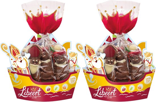 Libeert Bateau de Saint Nicolas avec figurines en chocolat au lait - 120g x 2