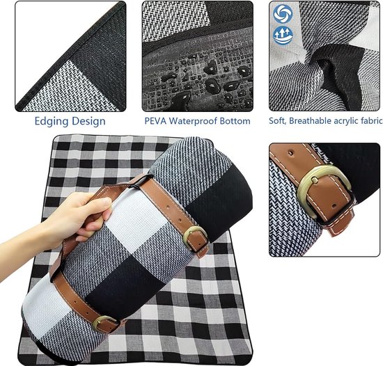 Alpteq Picknickdeken 100 x 150 cm, waterdicht, ultralicht en compact, outdoor deken in groen voor picknick, camping, strand en wandelen, model Bergweide