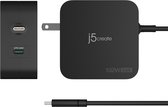 j5create 102W GaN PD USB-C 2-poorts lader met verwisselbare AC-stekkers