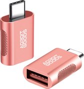 AdroitGoods 2x USB-C naar USB-A Adapter - USB 3.1 - Converter - Aluminium Rose Gold - Siliconen Grip