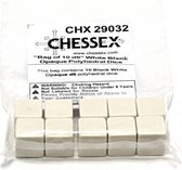 Chessex Opaak Wit Blanc D6 Dobbelsteenset (10 stuks)