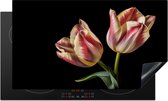 KitchenYeah® Inductie beschermer 90x52 cm - Tulpen - Bloemen - Roze - Wit - Natuur - Kookplaataccessoires - Afdekplaat voor kookplaat - Inductiebeschermer - Inductiemat - Inductieplaat mat