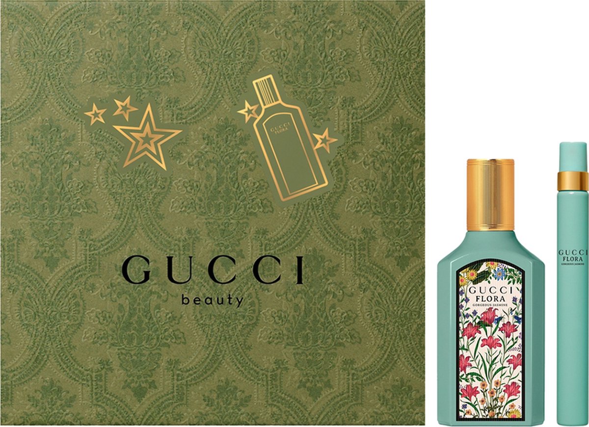 Goedkoopste Gucci Flora Gorgeous Jasmine Giftset - 50 ml eau de parfum spray 10 ml eau de parfum spray - cadeauset voor dames