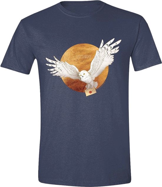 PCMerch Harry Potter - Hedwig Moon Heren T-shirt - L - Blauw