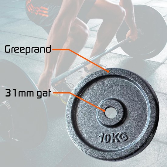 Ensemble complet de poids 45 kg en fonte et barre standard EZ pour biceps