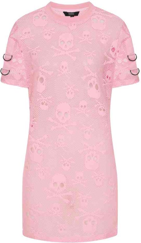 Banned - Keiko Net Mini jurk - S - Roze