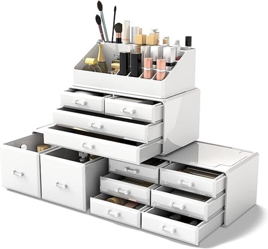 Geurrek Parfum Organizer Tray - drielaags parfumdisplay met laden | Zwarte parfumopbergbak voor herenbrillen, contant geld, kaarten, ruimtebesparende organizer voor aanrecht, geurhouder