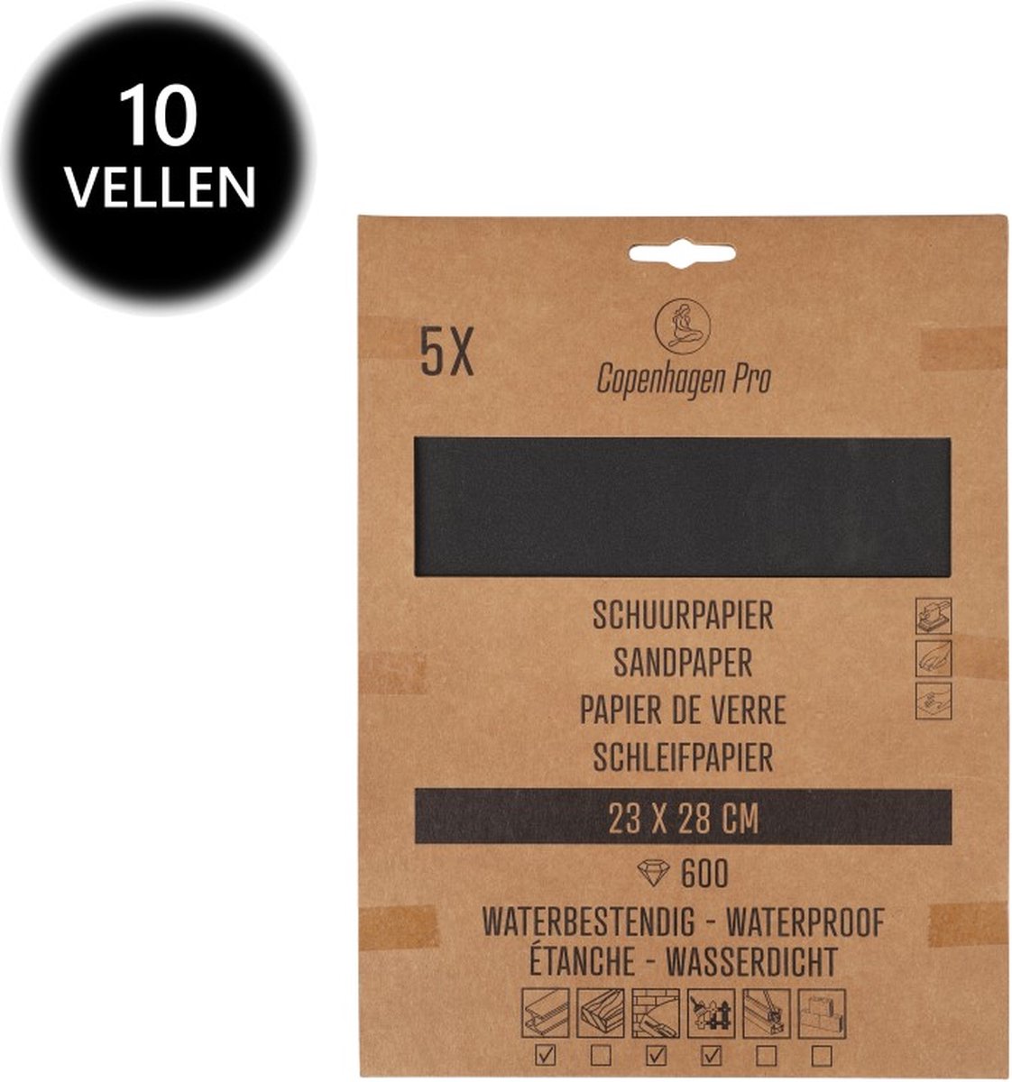 Copenhagen Pro schuurpapier - waterproof - korrel 600 - 10 vellen - 28 x 23 cm