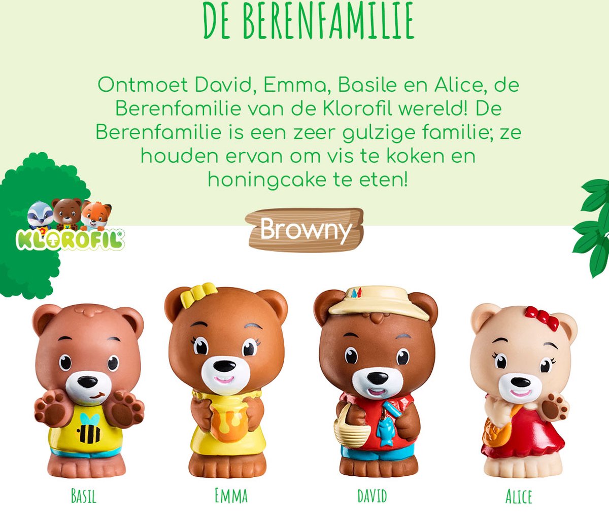 Klorofil De Familie "Browny" Speelset - Speelfiguren set - Poppetjes familie - Kinder Speelgoed - David, Emma, Basile en Alice - Vanaf 18 maanden - 4-Delig — afbeelding 5
