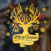 Raamstickers Kerst Gouden Hert Silhouet - Gold - Glitter - Herbruikbaar - Sneeuwvlokken - Kerstmis - Decoratie - Raamdecoratie - Kerstversiering - Raamversiering - Merry Christmas - Rendier