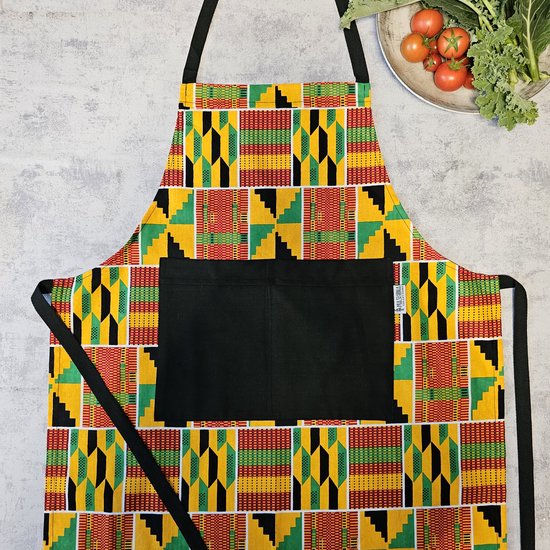Tablier imprimé africain fait à la main Mashona fabriqué à partir de tissu Kente imprimé 100% africain