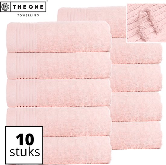 The One Towelling Classic Handdoeken - Voordeelverpakking - Hoge vochtopname - 100% Gekamd katoen - 50 x 100 cm - Zalmroze - 10 Stuks