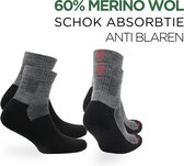 Norfolk - Wandelsokken - 2 paar - Anti Blaren Merino wol sokken met demping - Snelle Vochtopname - Wollen Sokken - Leonardo QTR - Grijs - 39-42