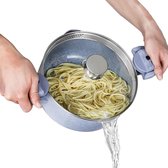 Pasteipot 24 cm spaghettipot 4 l multifunctionele pastamachine van aluminium, keramische coating, zeedeksel en ladevergrendeling, ontworpen voor inductie
