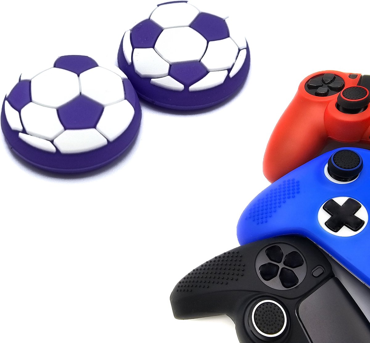 Gadgetpoint | Gaming Thumbgrips | Performance Antislip Thumbsticks | Joystick Cap Thumb Grips | Voetbal - Wit met Paars | Accessoires geschikt voor Playstation PS4 PS5 & Xbox & Nintendo Pro Controller