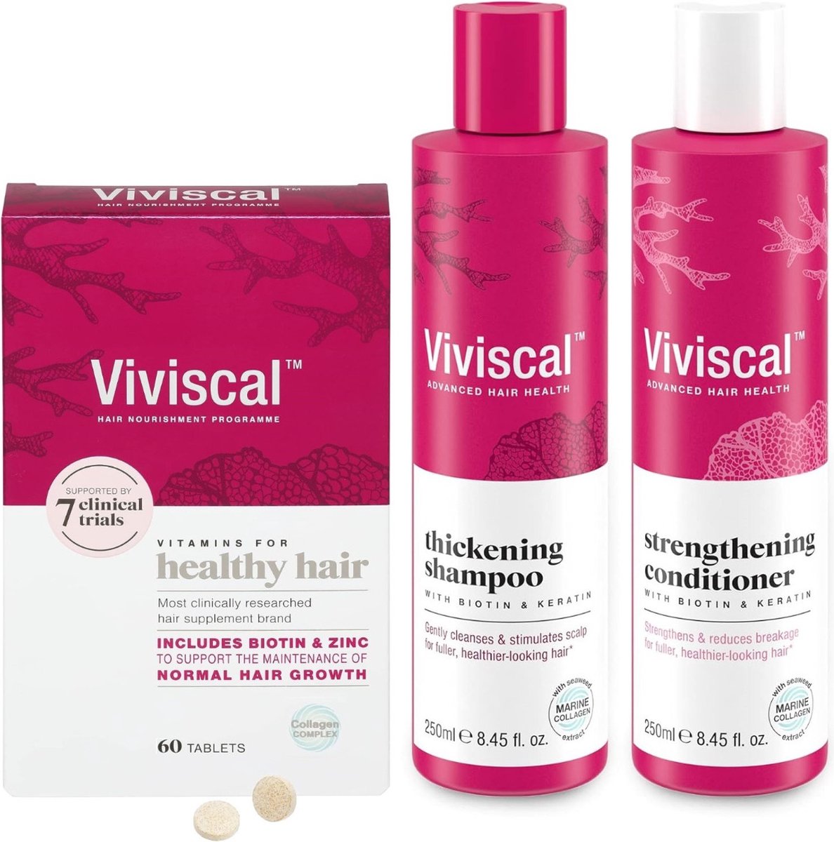 Viviscal Gezonde Haargroei Set - Haargroei Supplement 60 stuks + Hair Thickening Shampoo + Hair Strengthening Conditioner
