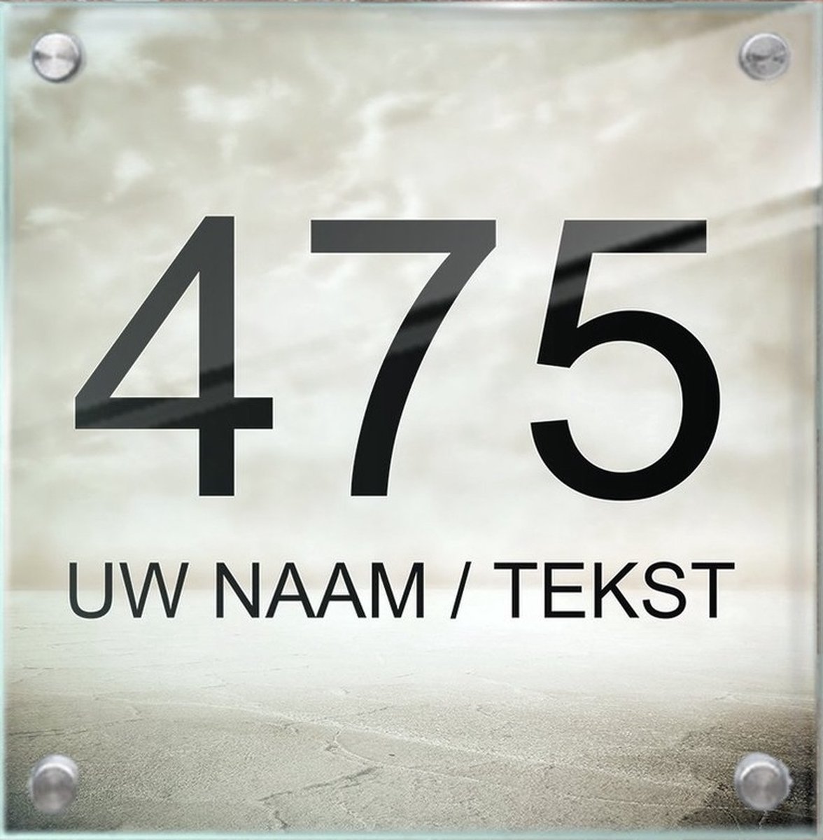 Huisnummer naambord met naam plexiglas 20x20x0,5cm modelnummer 1029 - Huisnummerbordjes, Naambordje voordeur, naamplaatje voordeur
