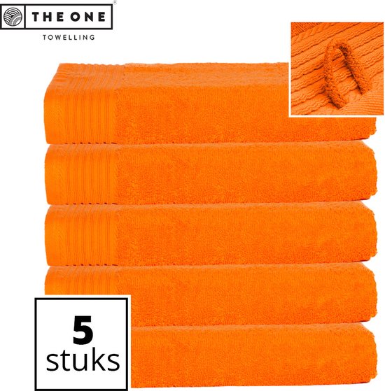 The One Towelling Classic Handdoeken - Voordeelverpakking - Hoge vochtopname - 100% Gekamd katoen - 70 x 140 cm - Oranje - 5 Stuks