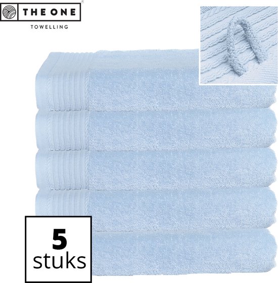 The One Towelling Classic Handdoeken - 70 x 140 cm - 5 Stuks - Voordeelverpakking - Hoge vochtopname - 100% Gekamd katoen - Lichtblauw