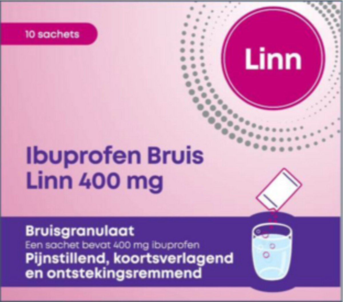 Goedkoopste Linn Ibuprofen Bruisgranulaat 400mg - 1 x 10 stuks
