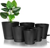 Plantenpotten set - Plantenbakken voor Binnen en Buiten - 6 Stuks - Bloempotten met drainagegaten schotel en reservoir - Zelfbewatering systeem