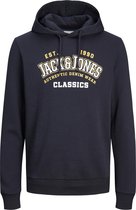 JACK & JONES Logo sweat hood regular fit - heren hoodie katoenmengsel met capuchon - blauw blauw - Maat: XS