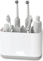 Grote tandenborstelhouder, opbergruimte voor in de badkamer - wit/grijs