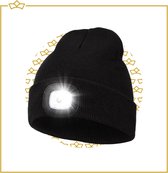 ATTREZZO® Muts met licht - Led Verlichting in het donker - Met Batterij - Unisex - One size - Voor Volwassenen - Zwart