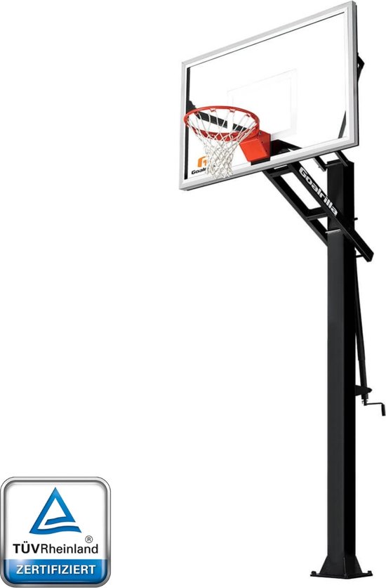 Foto: Basketbalpaal mobiel en in hoogte verstelbaar