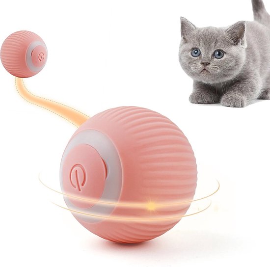 Interactief Kattenspeeltje Automatisch Roterend Veren Speelgoed Verlicht Verveling Bijtvast Met Rollenbanen Bal Voor Binnenkatten Grappige Teaser