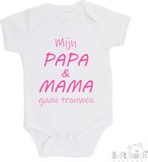 100% katoenen Romper "Mijn papa & mama gaan trouwen" Meisjes Katoen Wit/roze Maat 56/62