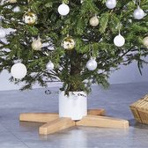 The Living Store Kerstboomstandaard - Kruisbasis - Geschikt tot 2.1m - Wit/bruin - 55 x 55 x 15.5cm