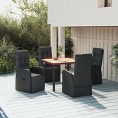 The Living Store Tuinset - Zwarte PE-rattan - Verstelbare tuinstoelen - Praktisch tafelblad - Modulair ontwerp - Stevig frame - Comfortabele zitervaring - Handleiding inbegrepen