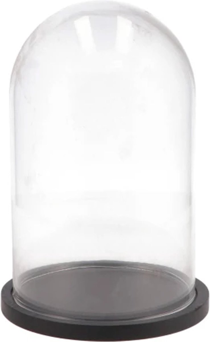 DK Design Decoratie stolp - glas - houten zwart plateau - D17 x H25 cm