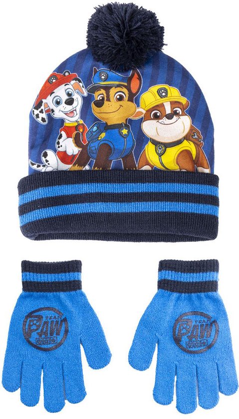 Paw Patrol 2-delig winterset - muts/handschoenen - blauw - voor kinderen